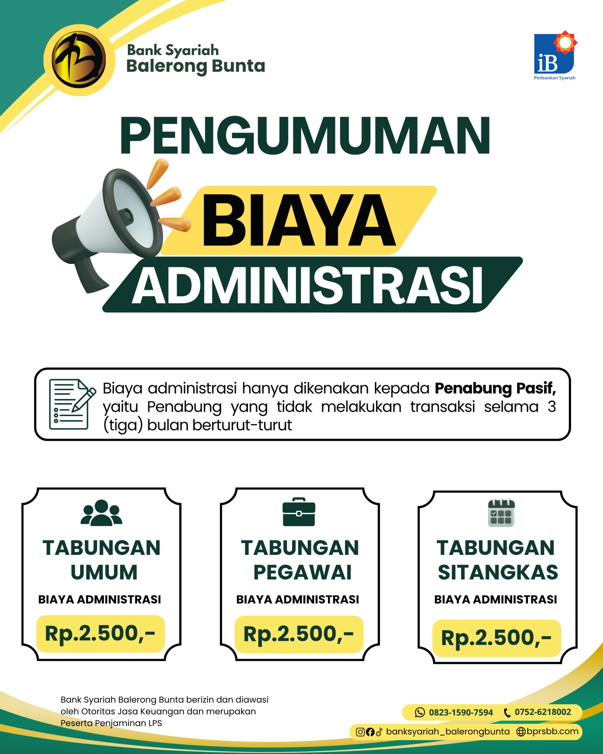 Pengumuman Biaya Administrasi